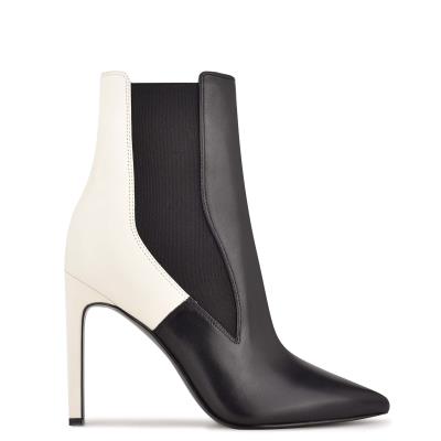 Booties Nine West Topit Dress Mujer Negras Blancas | 7619DTLCU