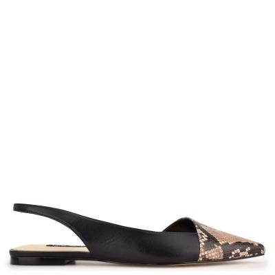 Flats Nine West Beads Slingback Pointy Toe Mujer Negras Serpent | 6715ZECAR