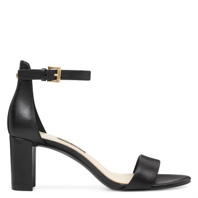 Sandalias Tacones Nine West Pruce Ankle Strap Block Mujer Negras | 8134VXFNE