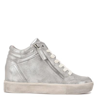 Zapatillas Nine West Tons High Top Hidden Wedge Sneakers Mujer Plateadas | 8413SPODT