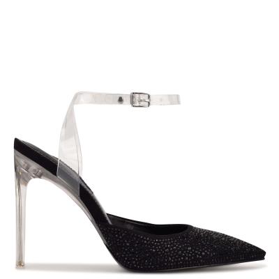 Zapatos De Salon Nine West Sparkel Ankle Strap Mujer Negras | 1908IHSYL