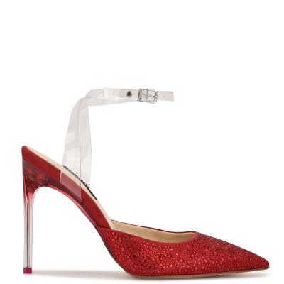 Zapatos De Salon Nine West Sparkel Ankle Strap Mujer Rojas | 4596ZQPTM