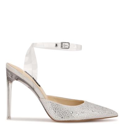 Zapatos De Salon Nine West Sparkel Ankle Strap Mujer Blancas | 9480VJNOD